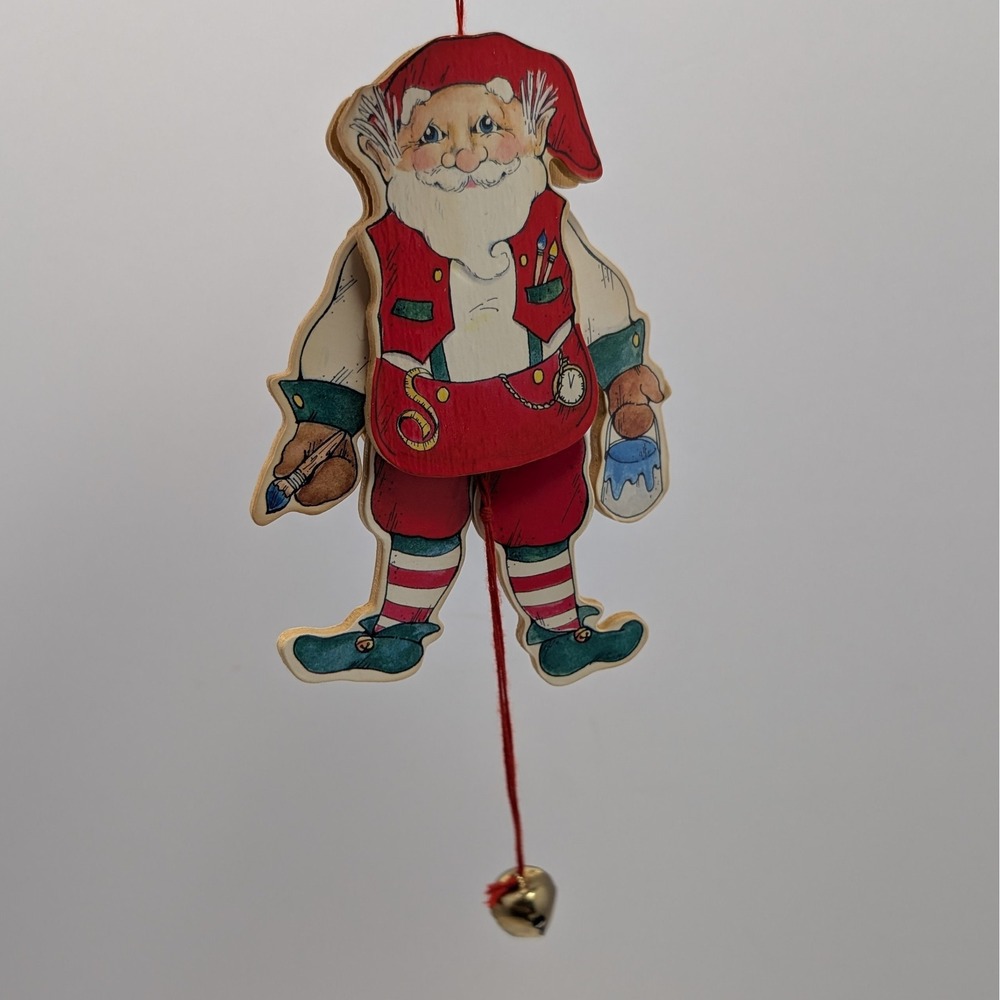 VTG Santa Claus Jumping Jack Dancing Wooden Hanging Christmas Ornament Midwest